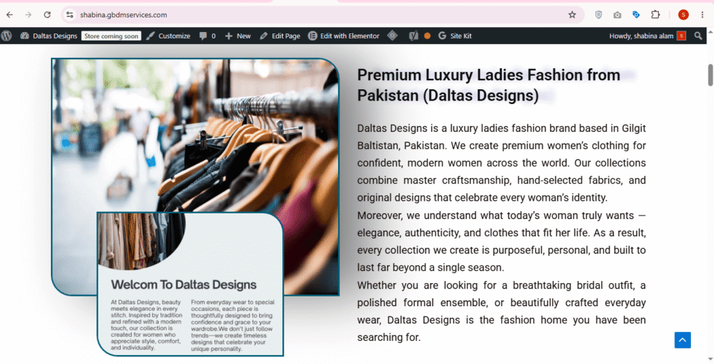 Responsive WooCommerce Clothing Store Developed with Elementor